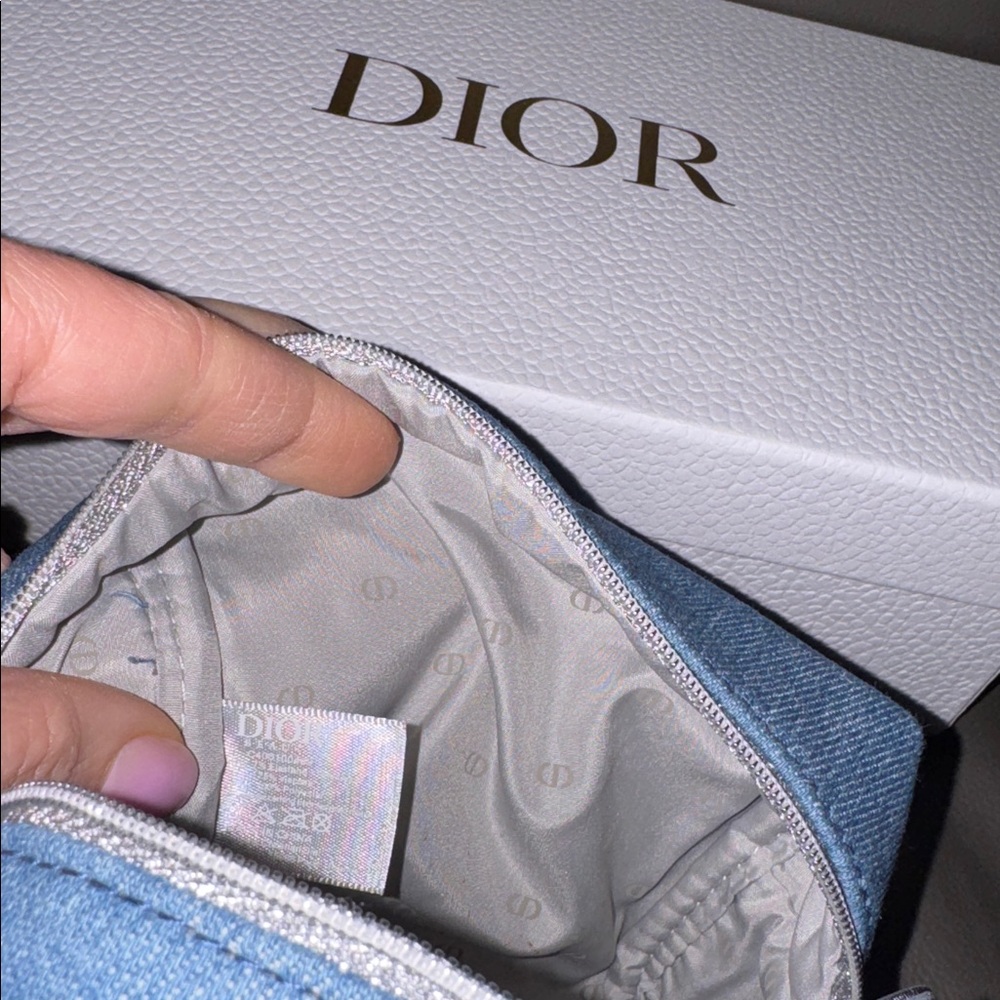 Dior Denim Blue Cosmetic Bag ✨GWP w/ Box - Picture 3 of 4
